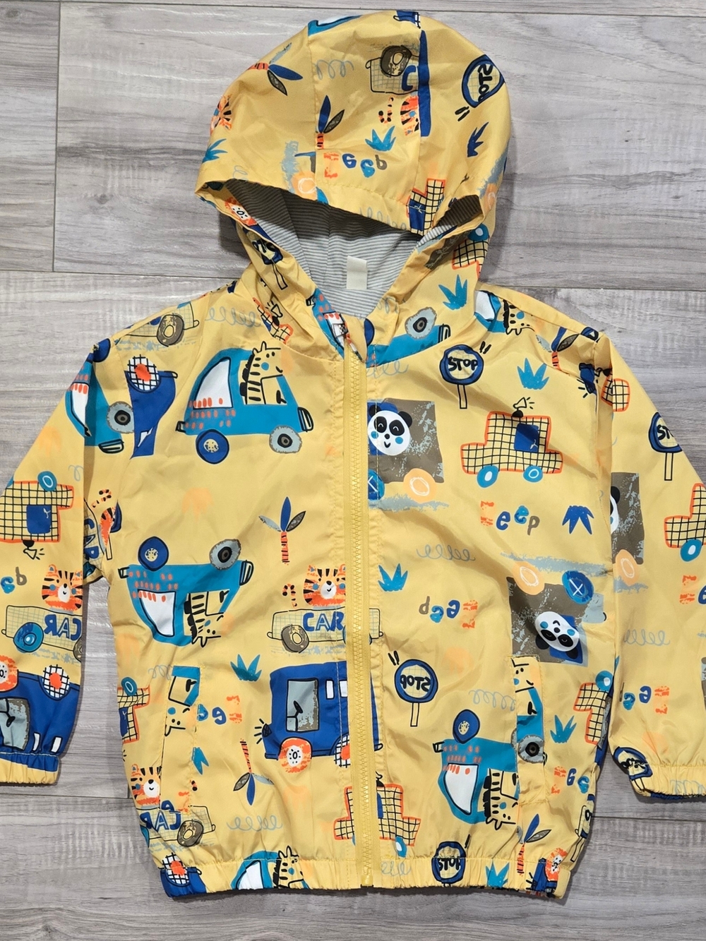 Jacket with Blue Car & Panda Print